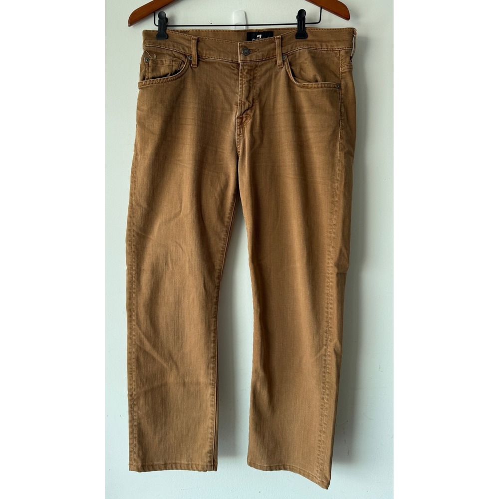 7 For All Mankind Slimmy Luxe Performance Jeans Tobacco Brown Mens 34x26